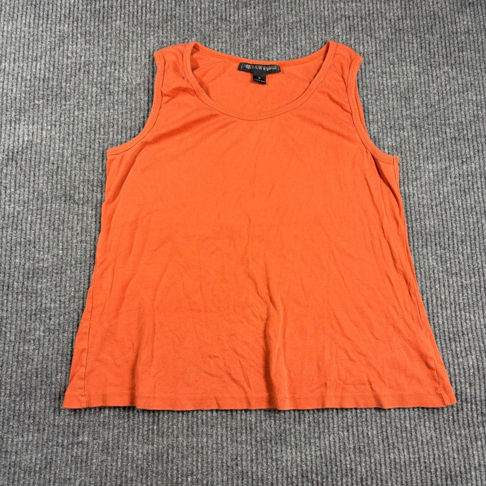 Mirror Image Tank Top Womens 1X Orange Sleeveless Scoop Neck Solid‎ Basic Shirt